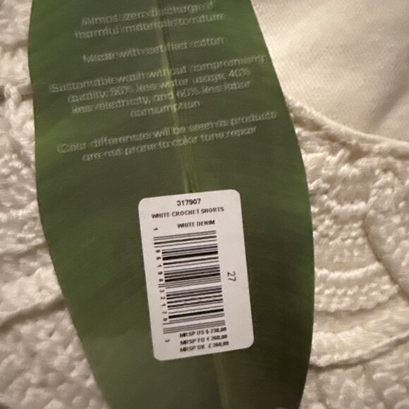 Farm Rio Scalloped Shorts Crochet Detail Cotton Size 27 New with tag - Picture 4 of 6